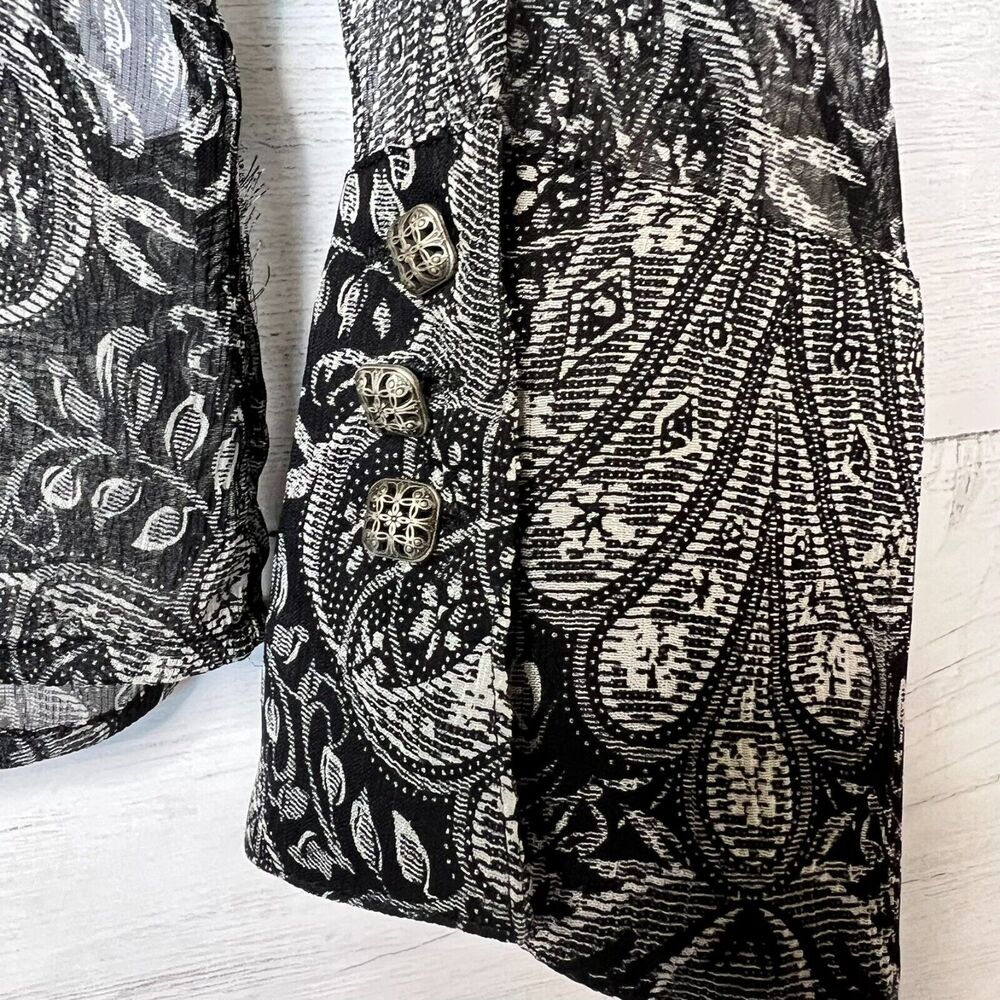 Charter Club Blouse Womens Size 8P Black Sheer Paisley Floral 100% Silk Goth - Picture 6 of 16